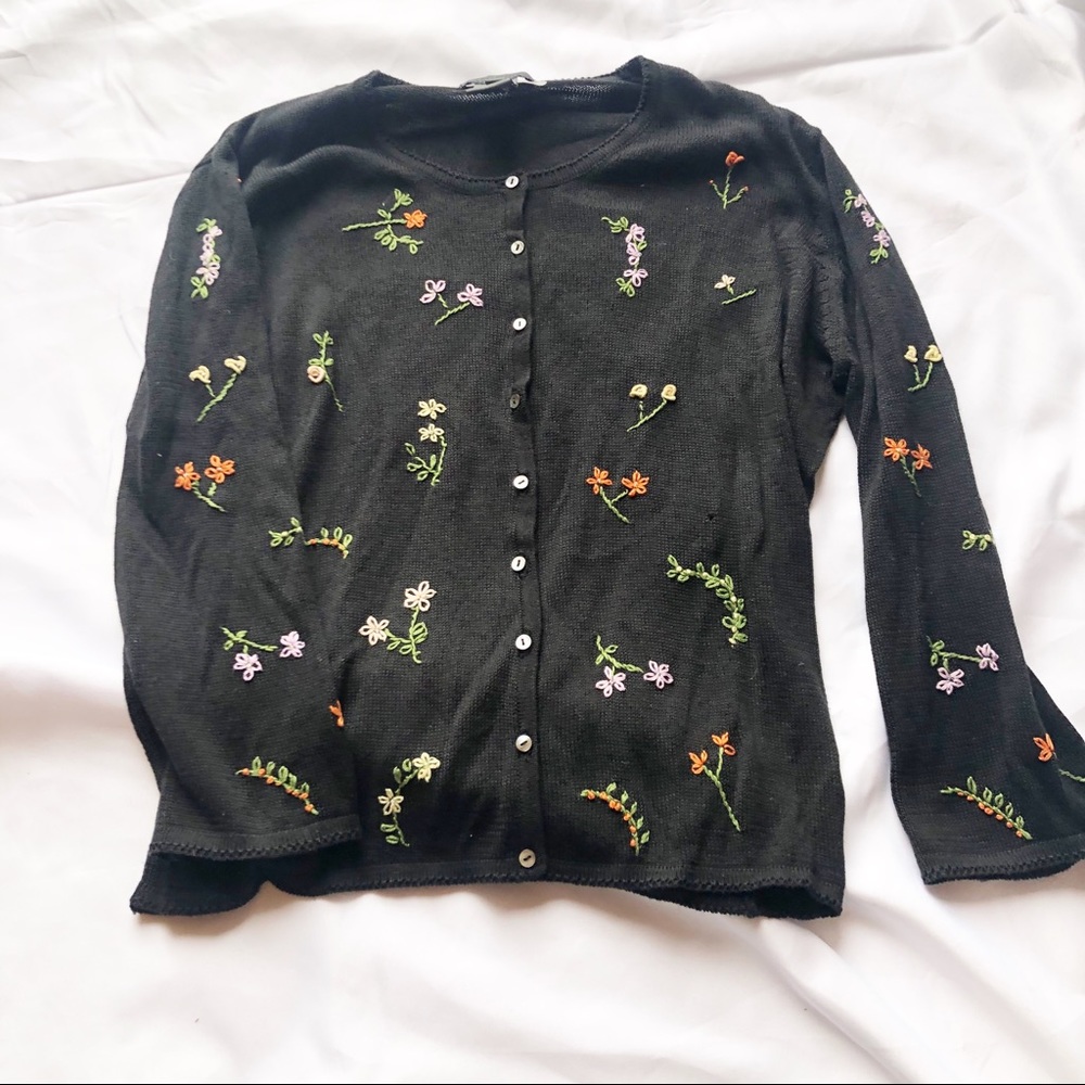 Lance Karesh Silk Sweater Flower Detail Vintage